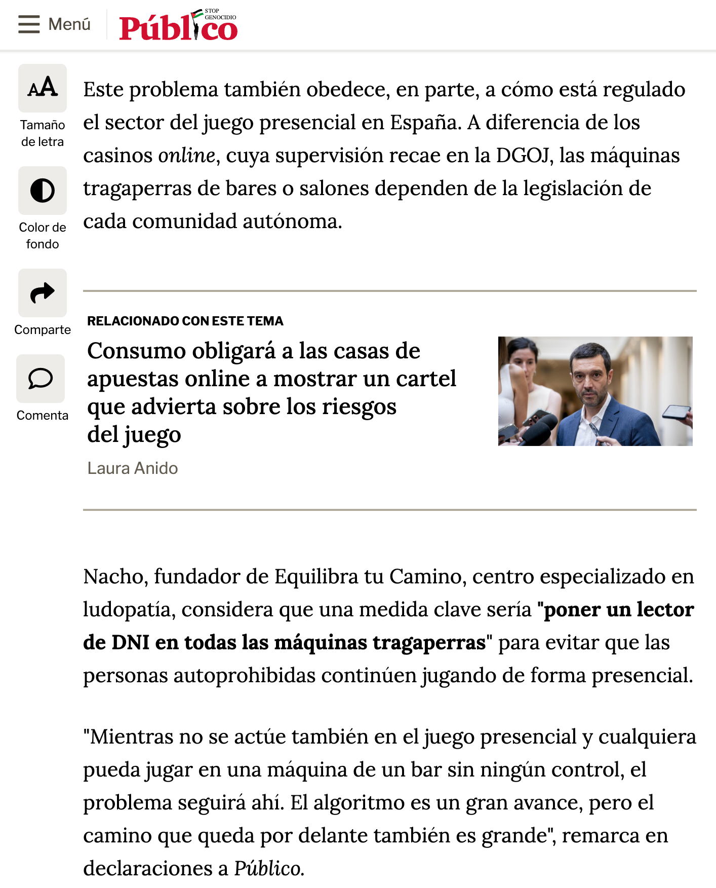 Diario Público — regulación del juego